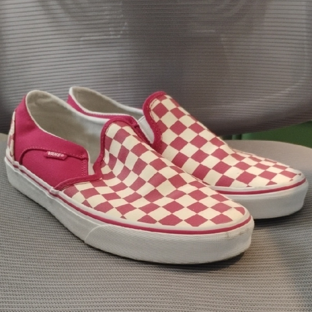 Vans Red and White Checkered Slip-Ons